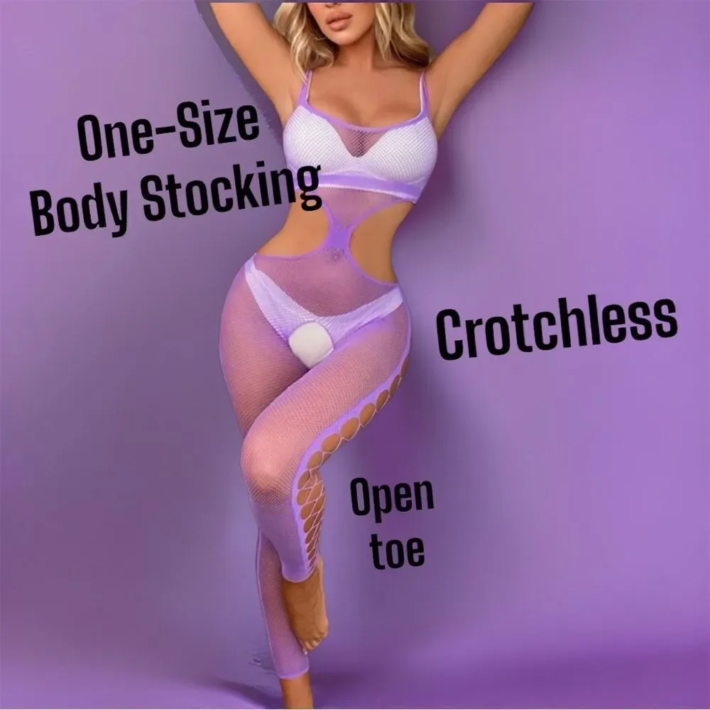Lavender l Bodysuit Bodystocking l OS l High-stretch l New